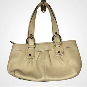 Coach Cream Leather Shoulder Bag Y2K Purse Medium Size